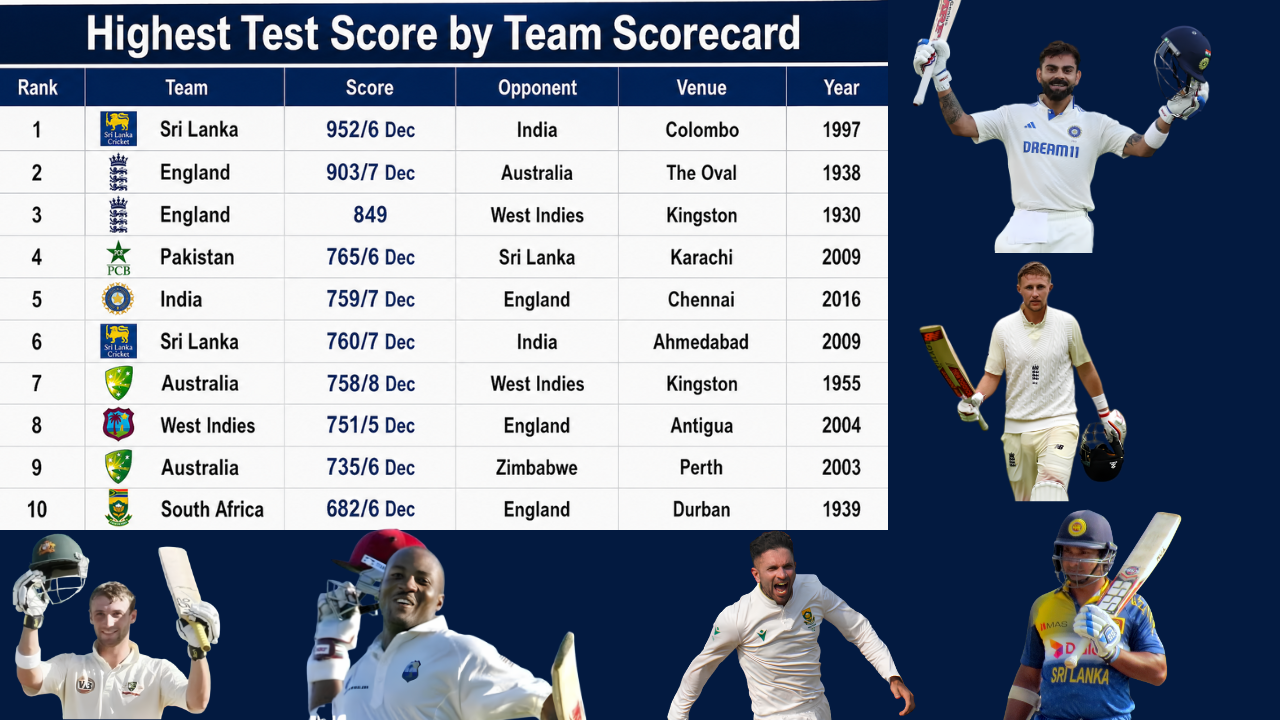 Highest Test Score by Team Scorecard