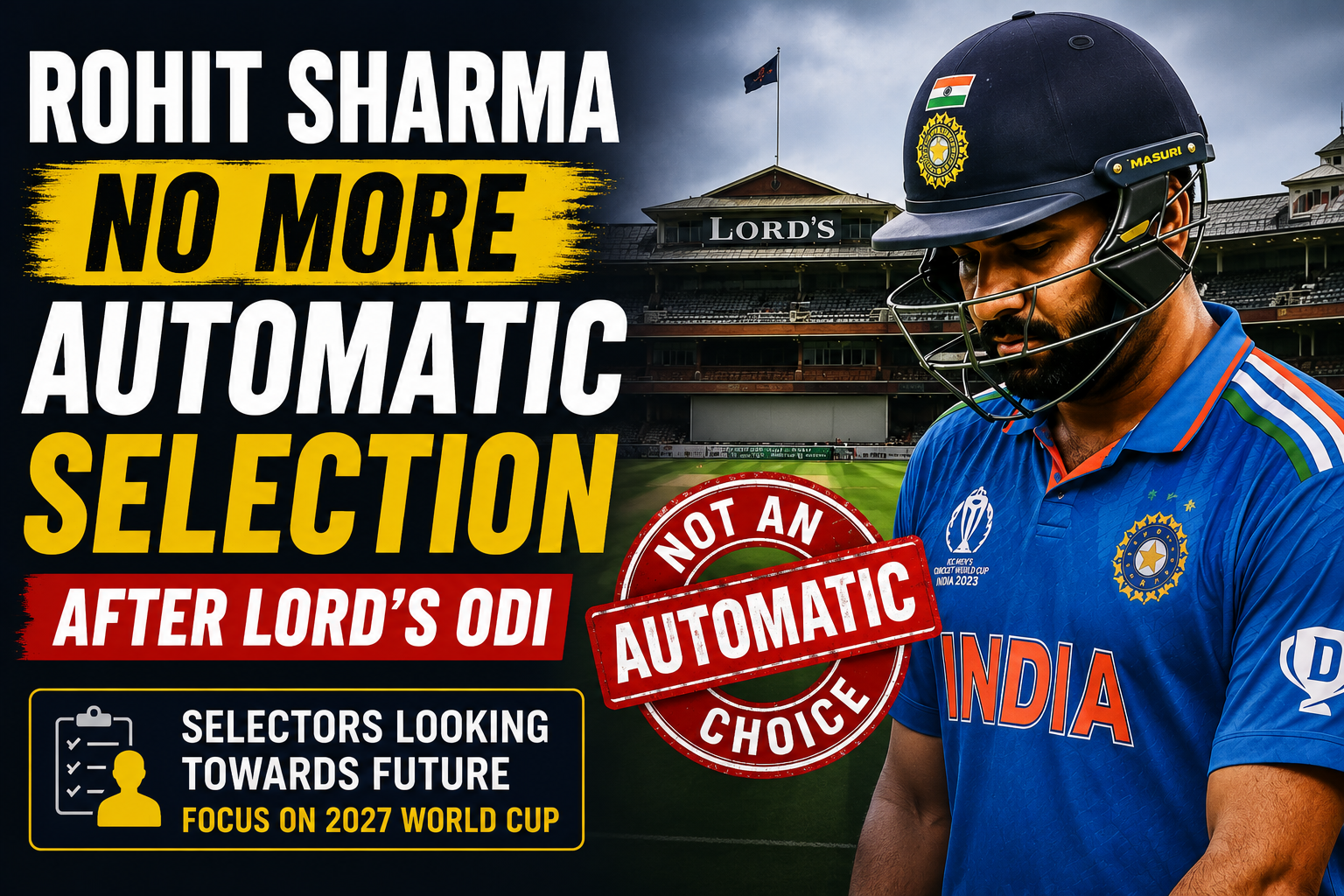 Rohit Sharma No More Automatic ODI Selection After Lord's ODI
