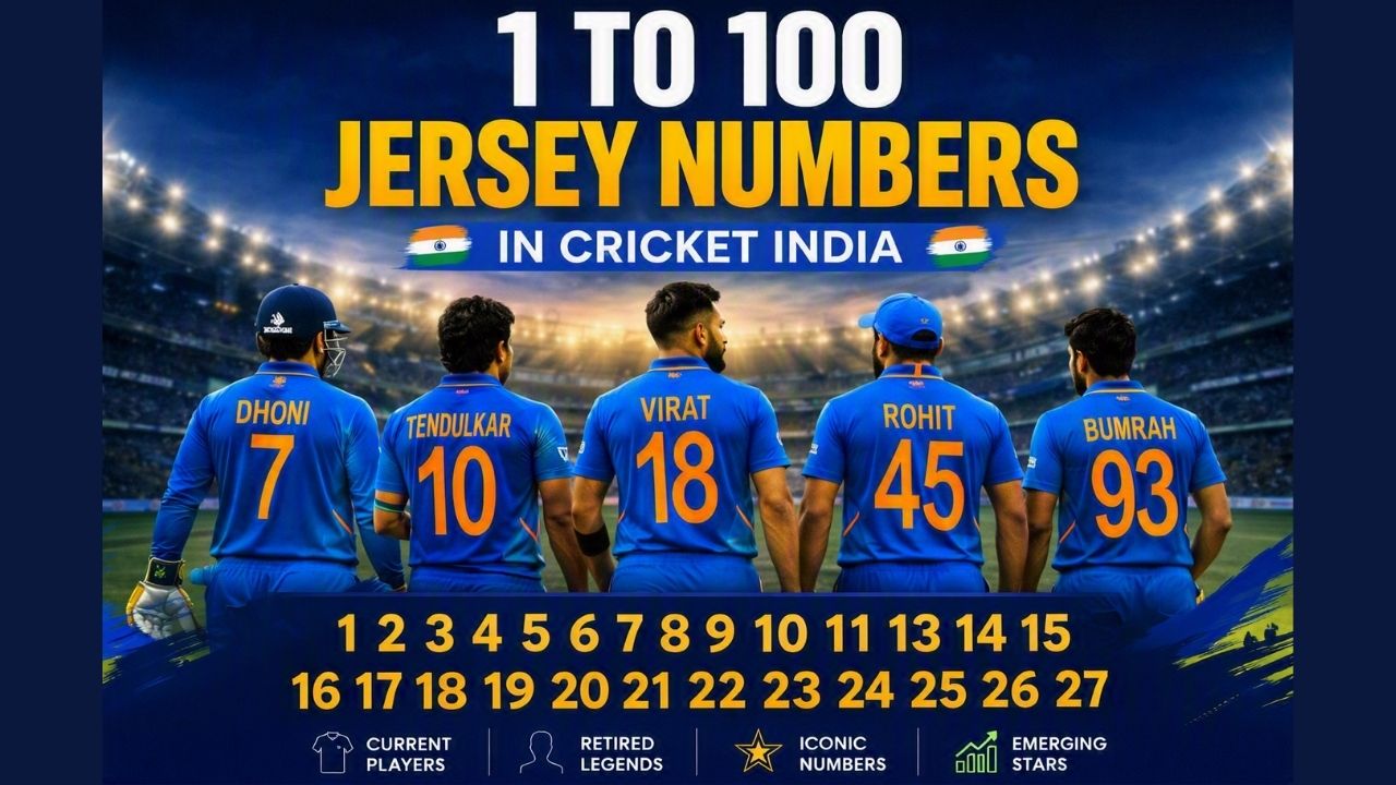 1 to 100 Jersey Number in Cricket India