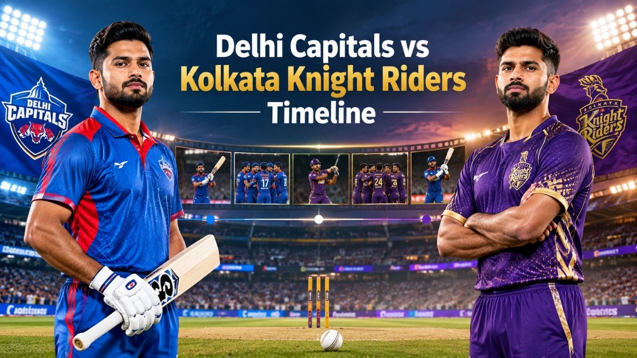 Delhi Capitals vs Kolkata Knight Riders Timeline