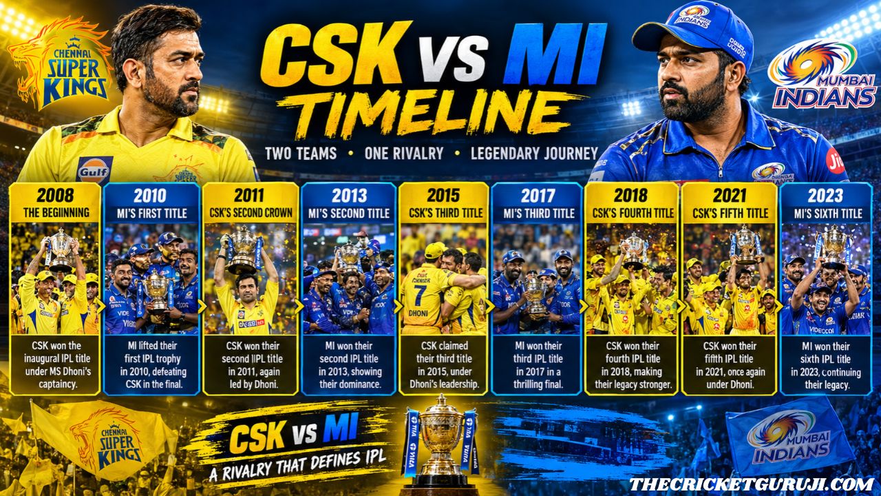 Chennai Super Kings vs Mumbai Indians Timeline